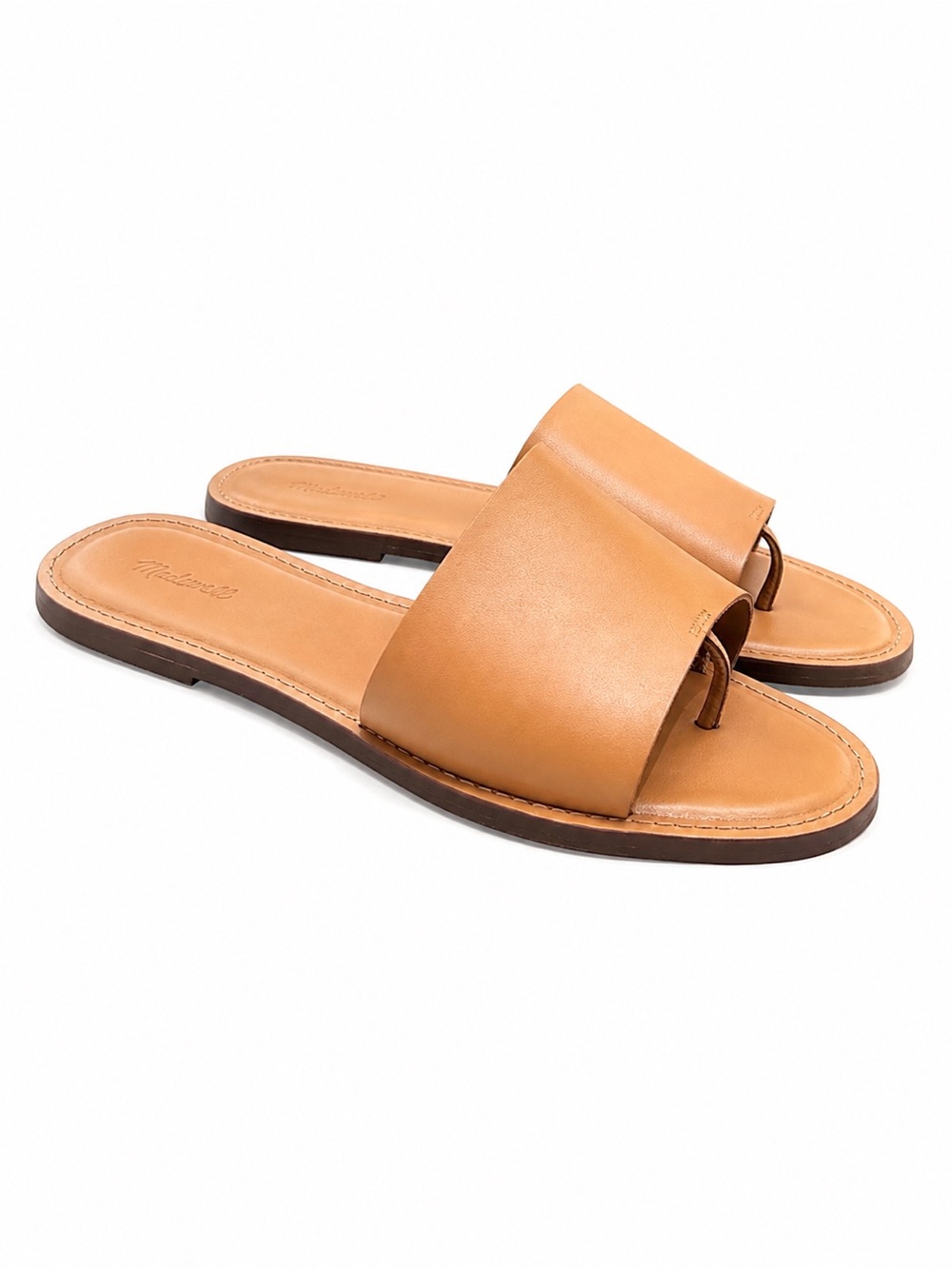 Madewell Boardwalk Post Slide Leather Sandals Tan Women’s Size 9